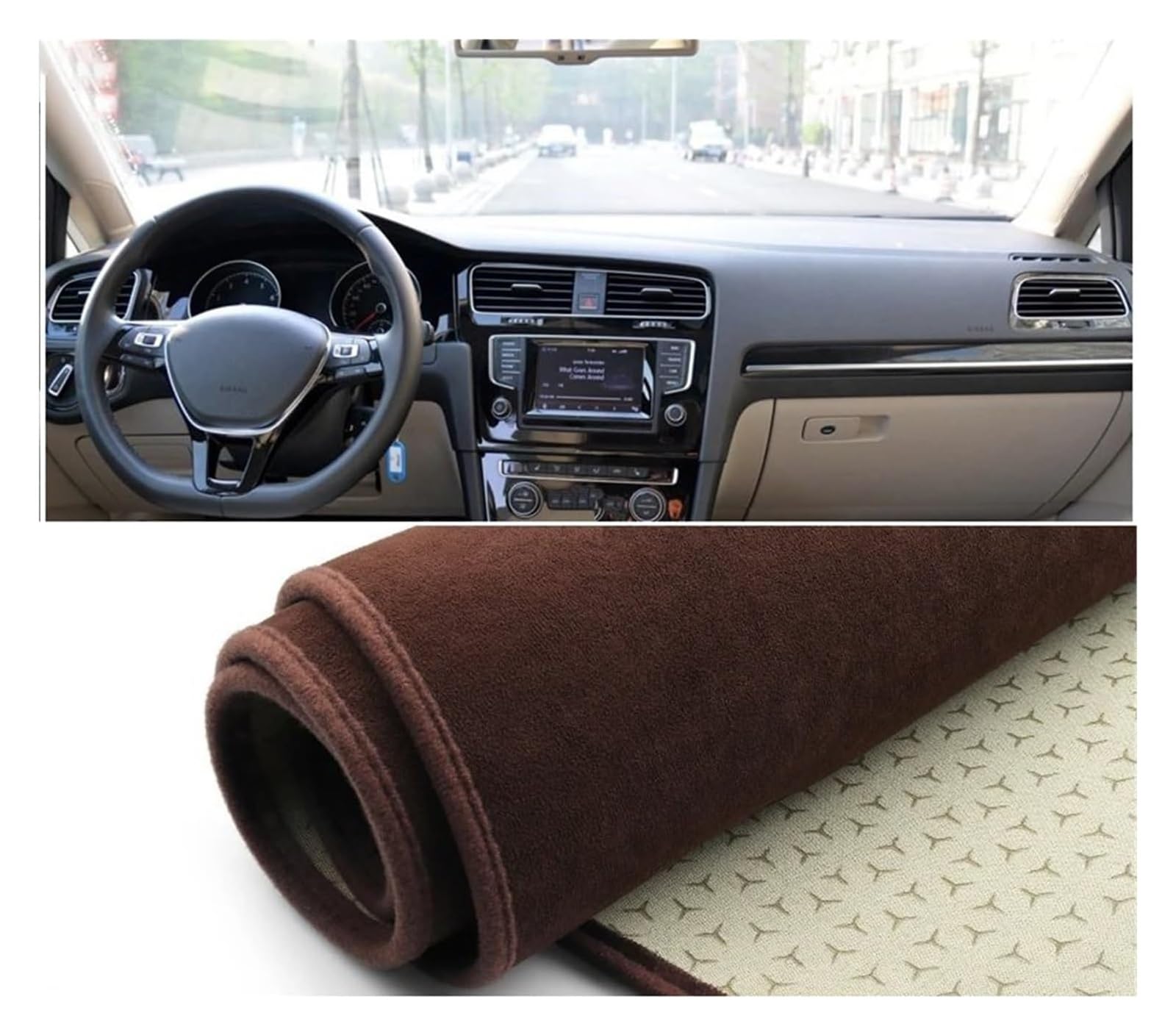 Auto Armaturenbrett Matte Für VW Für Golf 7 Für MK7 R Für Line Für GTI Für GTD 2013-2018 2019 Auto Armaturenbrett Abdeckung Sonnenschutz Pad Teppiche Matte(B Brown) von ECKYGYCEPK
