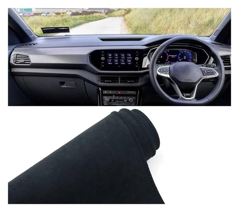 Auto Armaturenbrett Matte Für VW Für T-Cross 2019 2020 2021 2022 2023 Auto Armaturenbrett Abdeckung Matte Armaturenbrett Sonnenschutz rutschfeste Unterlage(B Black RHD) von ECKYGYCEPK
