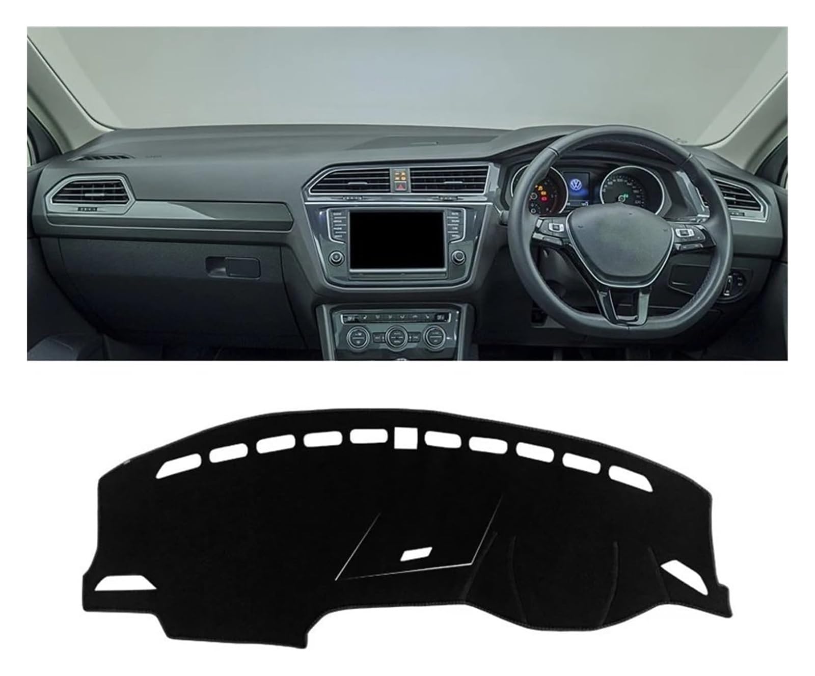 Auto Armaturenbrett Matte Für VW Für Tiguan Für MK2 Für Line 2016-2020 2021 2022 2023 Auto Armaturenbrett Abdeckung Sonnenschutz Vermeiden Lichtmatten Pad Teppiche(A RHD Black Side) von ECKYGYCEPK
