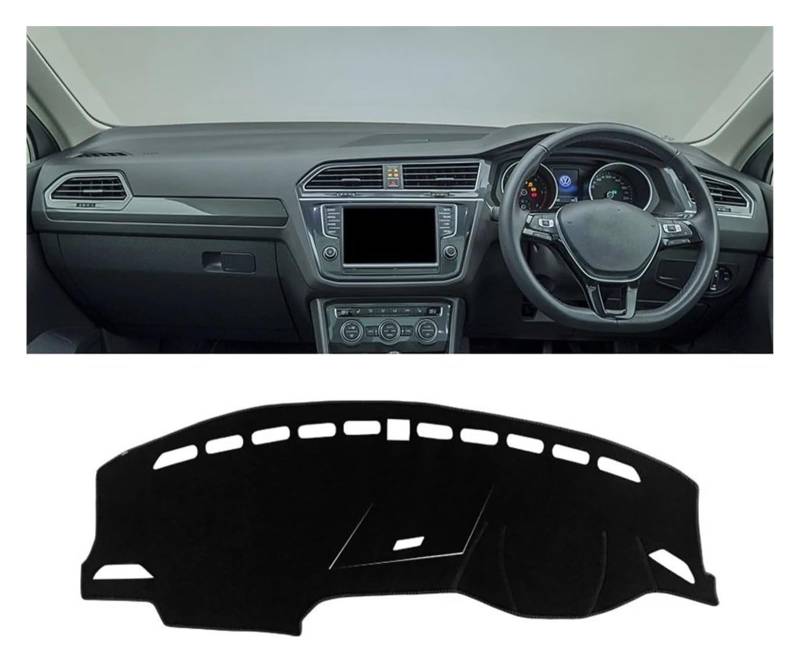 Auto Armaturenbrett Matte Für VW Für Tiguan Für MK2 Für Line 2016-2020 2021 2022 2023 Auto Armaturenbrett Abdeckung Sonnenschutz Vermeiden Lichtmatten Pad Teppiche(A RHD Black Side) von ECKYGYCEPK