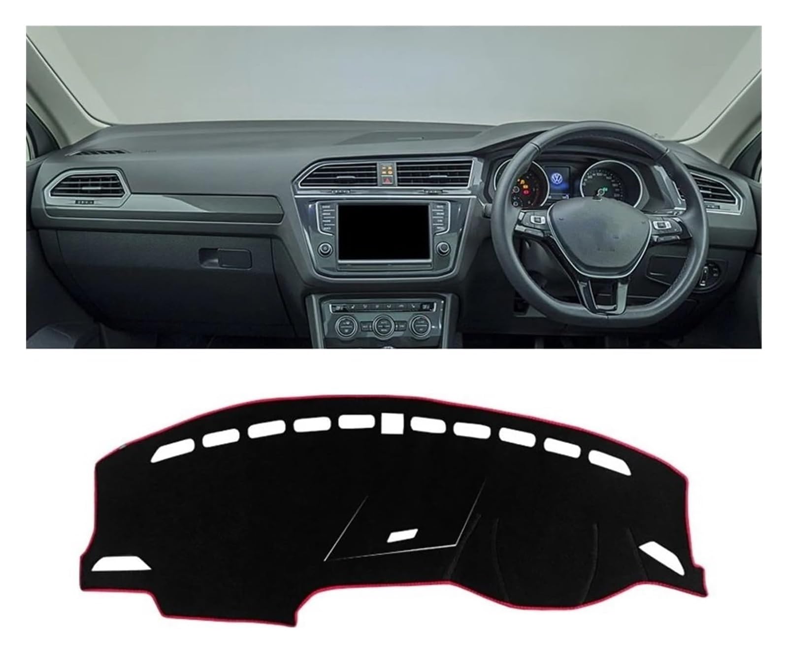 Auto Armaturenbrett Matte Für VW Für Tiguan Für MK2 Für Line 2016-2020 2021 2022 2023 Auto Armaturenbrett Abdeckung Sonnenschutz Vermeiden Lichtmatten Pad Teppiche(A RHD Red Side) von ECKYGYCEPK