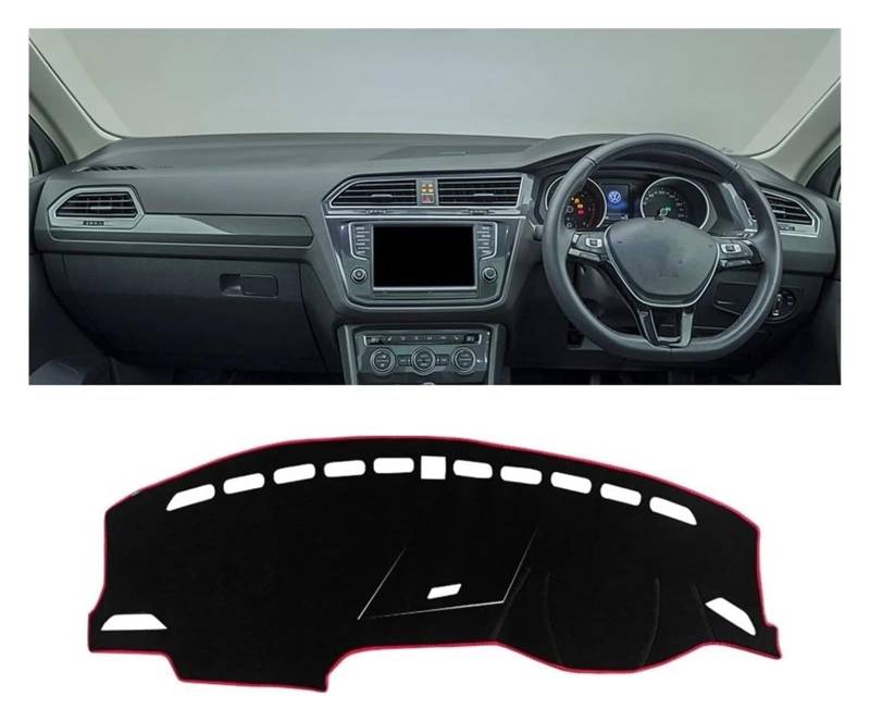 Auto Armaturenbrett Matte Für VW Für Tiguan Für MK2 Für Line 2016-2020 2021 2022 2023 Auto Armaturenbrett Abdeckung Sonnenschutz Vermeiden Lichtmatten Pad Teppiche(A RHD Red Side) von ECKYGYCEPK
