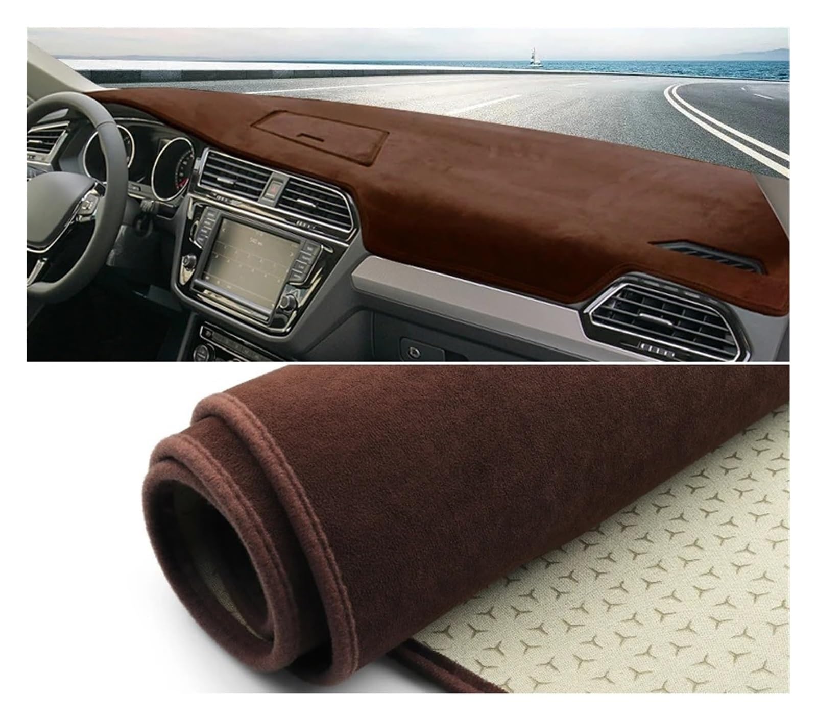 Auto Armaturenbrett Matte Für VW Für Tiguan Für MK2 Für Line 2016-2020 2021 2022 2023 Auto Armaturenbrett Abdeckung Sonnenschutz Vermeiden Lichtmatten Pad Teppiche(B LHD Brown) von ECKYGYCEPK