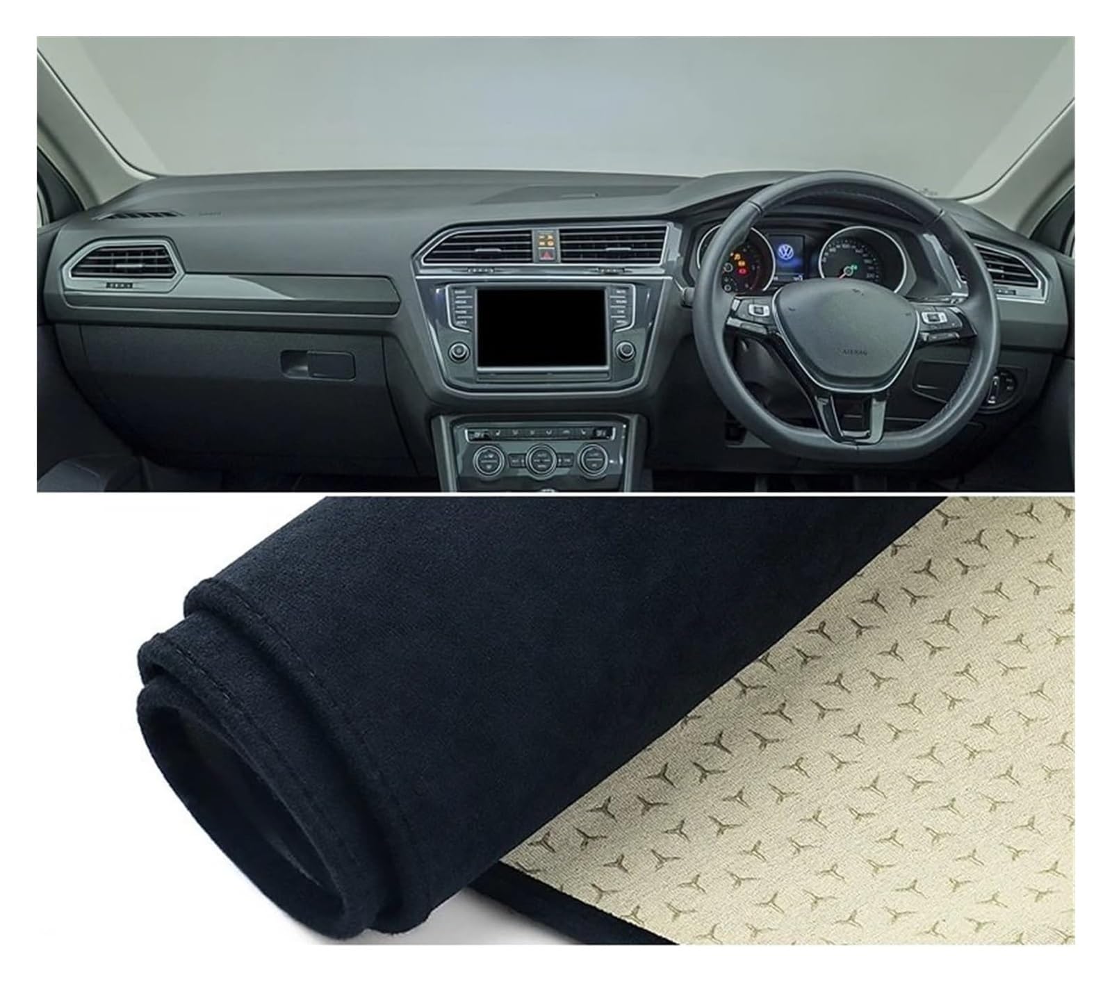 Auto Armaturenbrett Matte Für VW Für Tiguan Für MK2 Für Line 2016-2020 2021 2022 2023 Auto Armaturenbrett Abdeckung Sonnenschutz Vermeiden Lichtmatten Pad Teppiche(B RHD Black) von ECKYGYCEPK