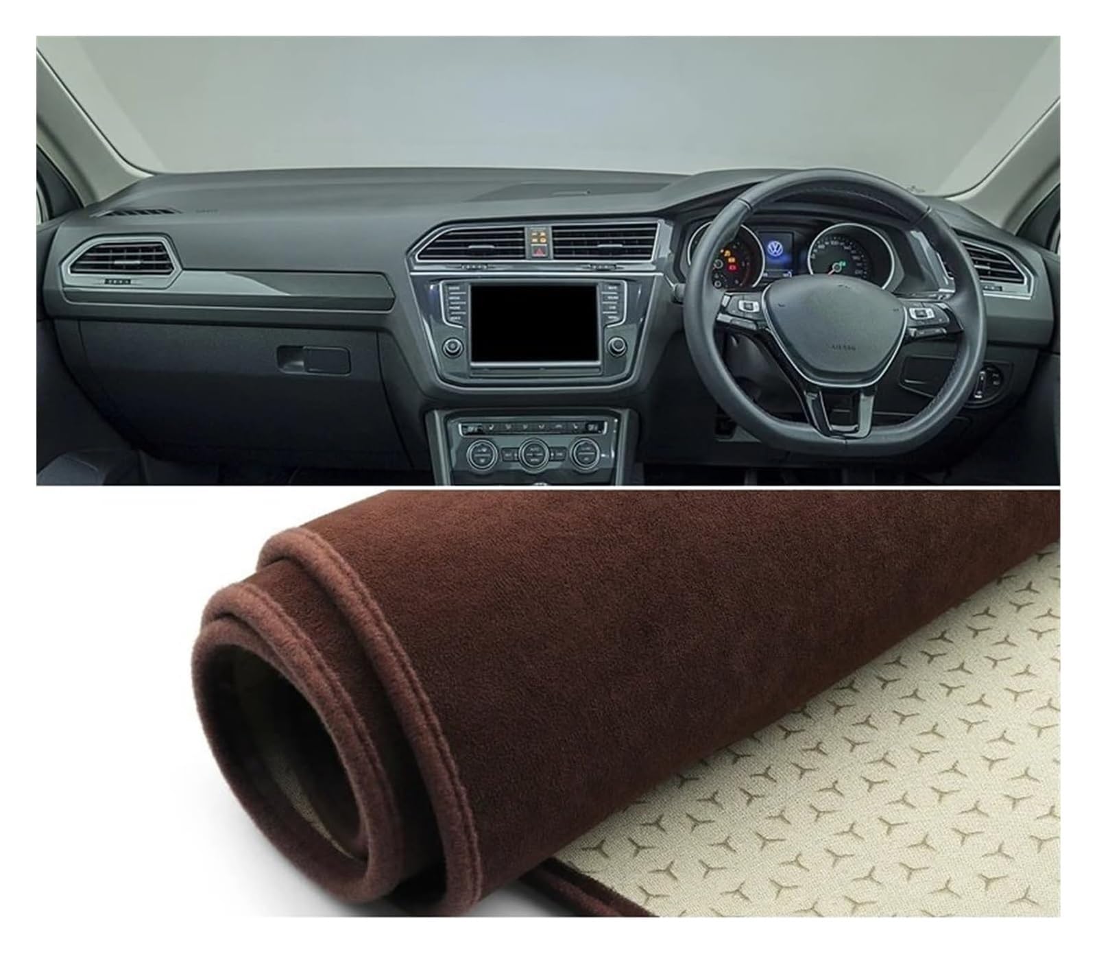 Auto Armaturenbrett Matte Für VW Für Tiguan Für MK2 Für Line 2016-2020 2021 2022 2023 Auto Armaturenbrett Abdeckung Sonnenschutz Vermeiden Lichtmatten Pad Teppiche(B RHD Brown) von ECKYGYCEPK