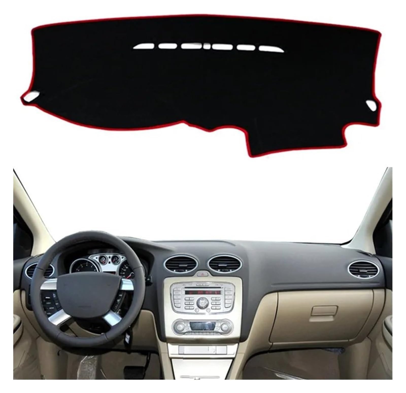 Für Focus 2005-2009 2010 2011 Pad Sonnenblende Schützen Teppich Kissen Auto Dashboard Abdeckung Matte Auto Armaturenbrett Matte(Black) von ECKYGYCEPK