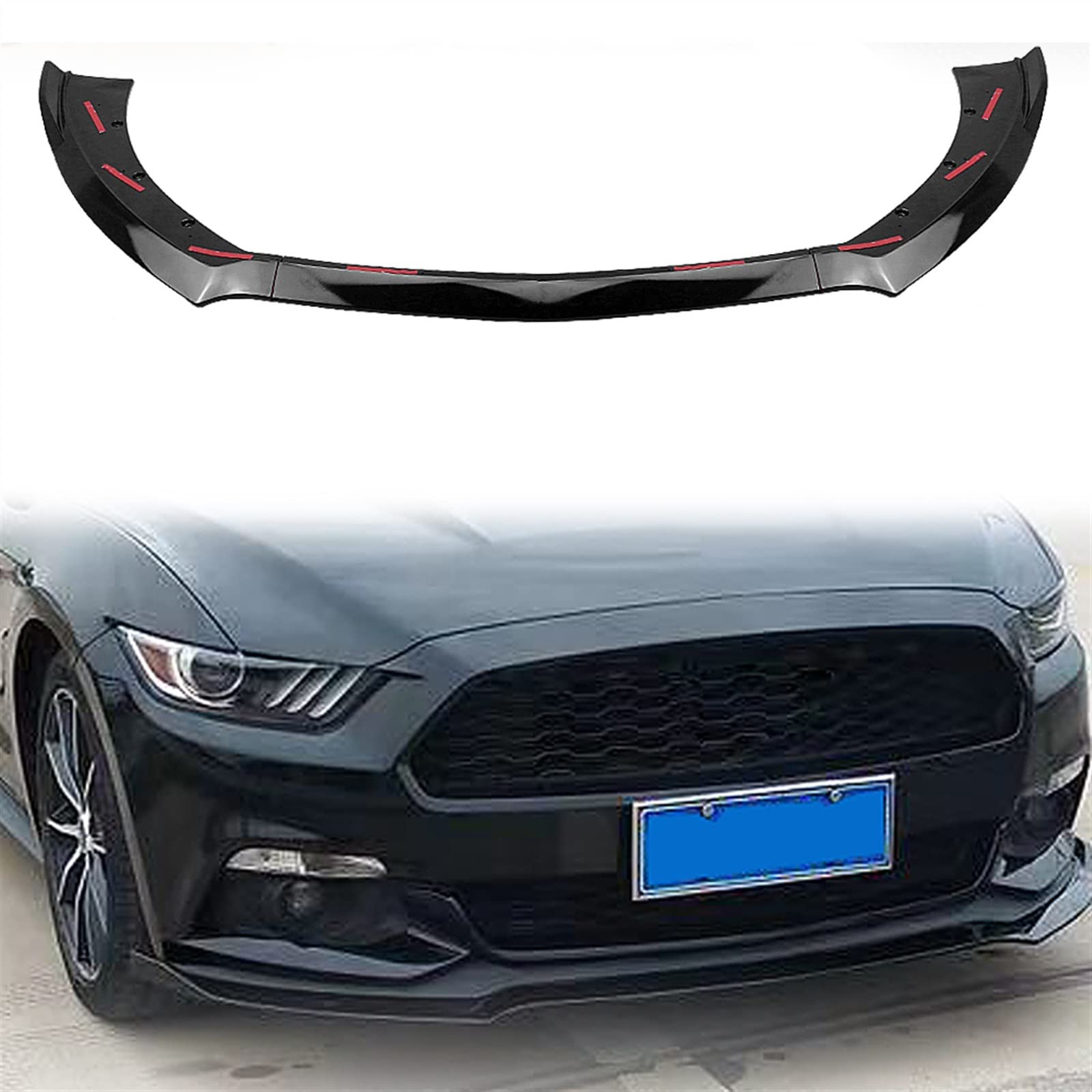 Glänzend Schwarz Frontschürze Spoiler Lippe Für Ford Für Mustang GT 2015-2017 Auto Lower Body Kit Guard Plate Splitter Lippe Board Blade von ECLAY