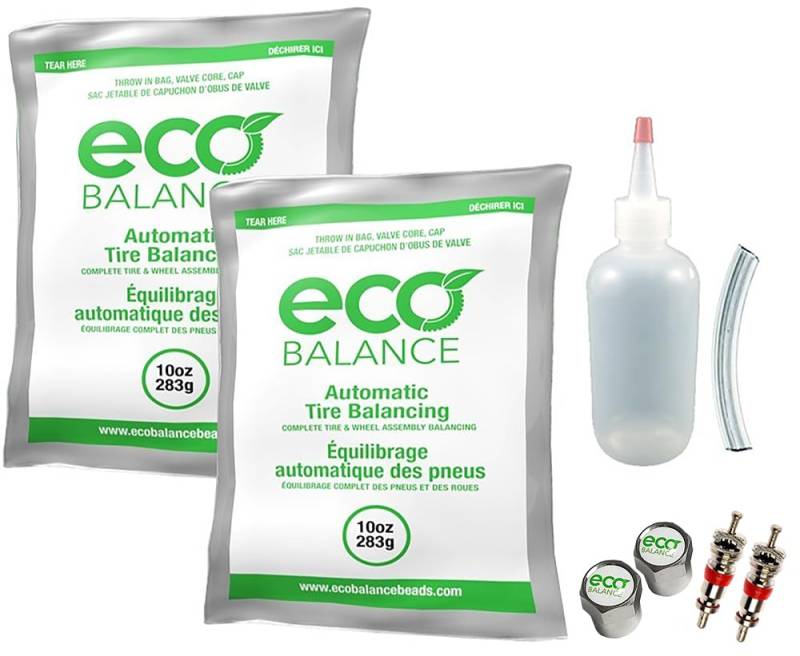 ECO Balance EDIYS-10 Do It Yourself Reifen-/Rad-Wuchtperlen-Set – Off-Road, mittel/schwere LKW-Reifen, (2) 284 ml DIY Perlenbeutel, (2) Ventilkappen und Kerne, (1) Kernentferner, Injektorflasche von ECO Balance