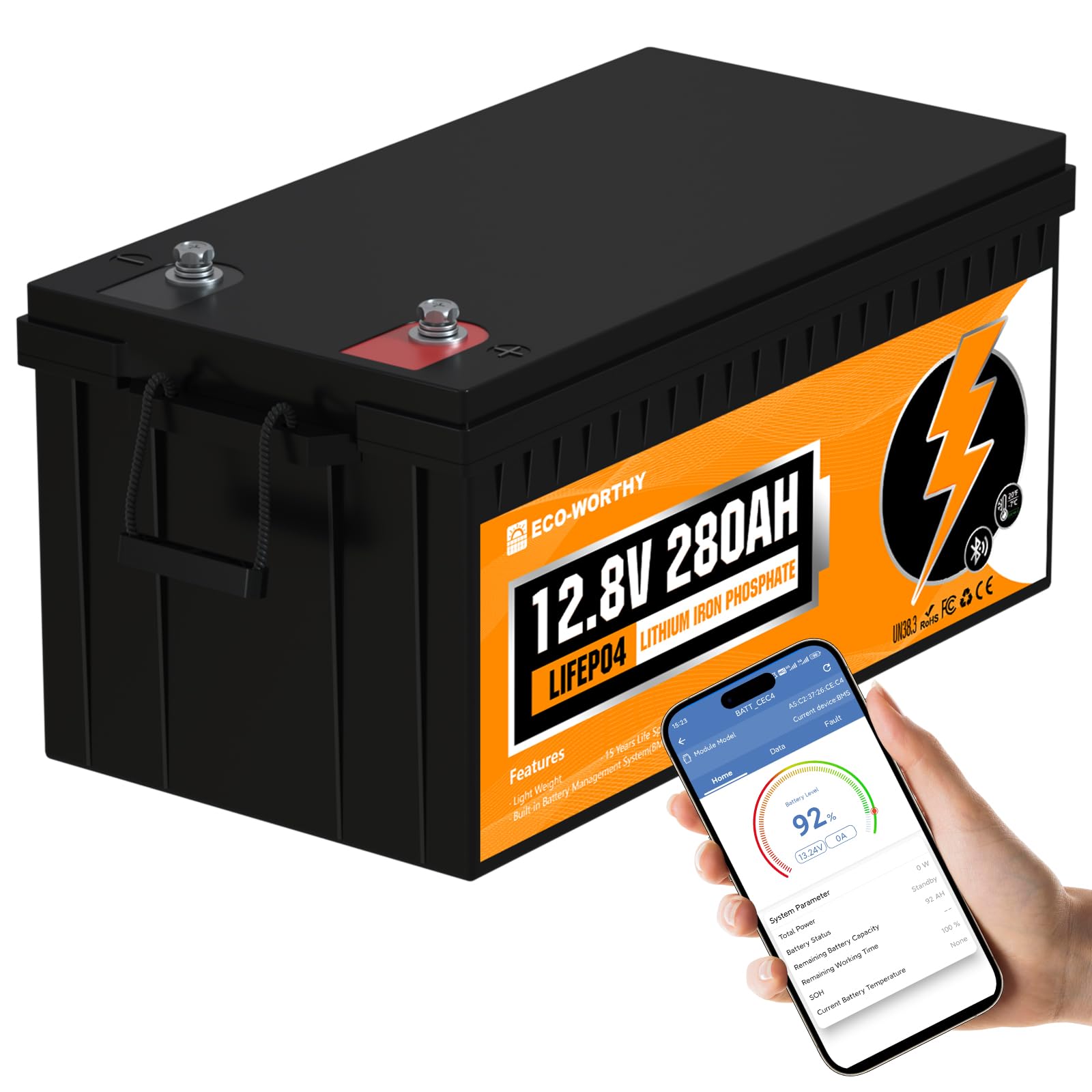 ECO-WORTHY 12V 280Ah LiFePO4 Bluetooth mit 200A BMS Low Temp Schutz und Max. 15000 Zyklens,3584Wh Lithiumbatterie 12V Wohnmobil,Wohnwagen,Boot,Solaranlage Komplettset ECO-WORTHY 12V 280Ah LiFePO4 Bluetooth mit 200A BMS Low Temp Schutz und Max. 15000 Zyklens,3584Wh Lithiumbatterie 12V Wohnmobil,Wohnwagen,Boot,Solaranlage Komplettset von ECO-WORTHY
