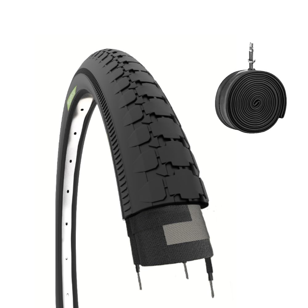1 Abdeckung 26 x 2 x 1 3/4 (54-571) + Luftschlauch Reifen schwarz für Transporter Fahrrad von ECOVELO