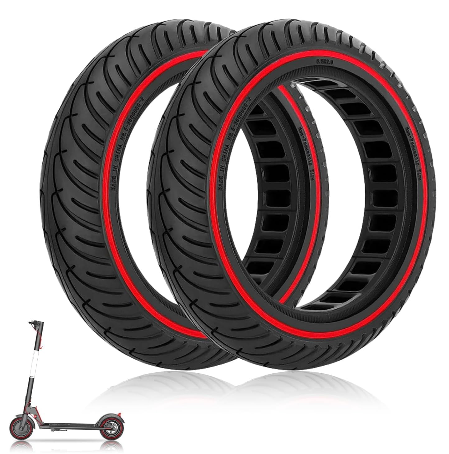 2 feste Reifen für Elektroroller 8 1/2 x 2.0 Vollreifen pannensicher Rad Ersatz Elektroroller 2 feste Reifen für Elektroroller 8 1/2 x 2.0 Vollreifen pannensicher Rad Ersatz Elektroroller von ECOVELO
