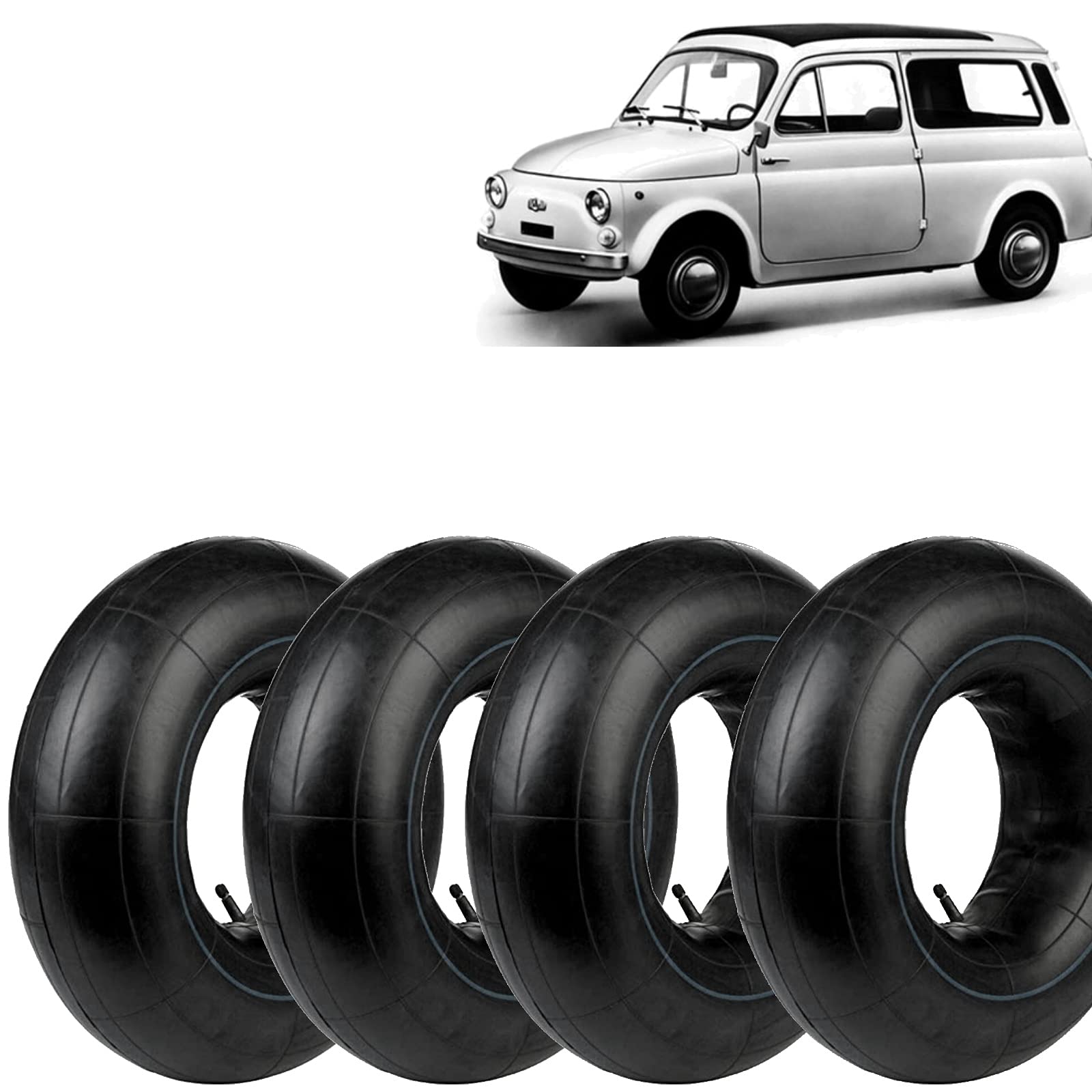4 Luftkammern 125/135-12 Ventil aus Gummi TR13 kompatibel mit Motorradreifen Fiat 500 EPOCA 126 APE 4 Luftkammern 125/135-12 Ventil aus Gummi TR13 kompatibel mit Motorradreifen Fiat 500 EPOCA 126 APE von ECOVELO