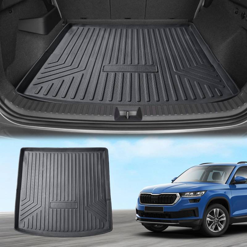 ECOZEN FÜR S Koda Kodiaq RS 2016-2024 Kofferraumwanne,5-Sitzer Dreidimensionale Kofferraummatte Innen Antirutschmatte, Gute Passform, Faltbar Und Geruchsneutral,Sko da Kodiaq RS 2016-2024 von ECOZEN