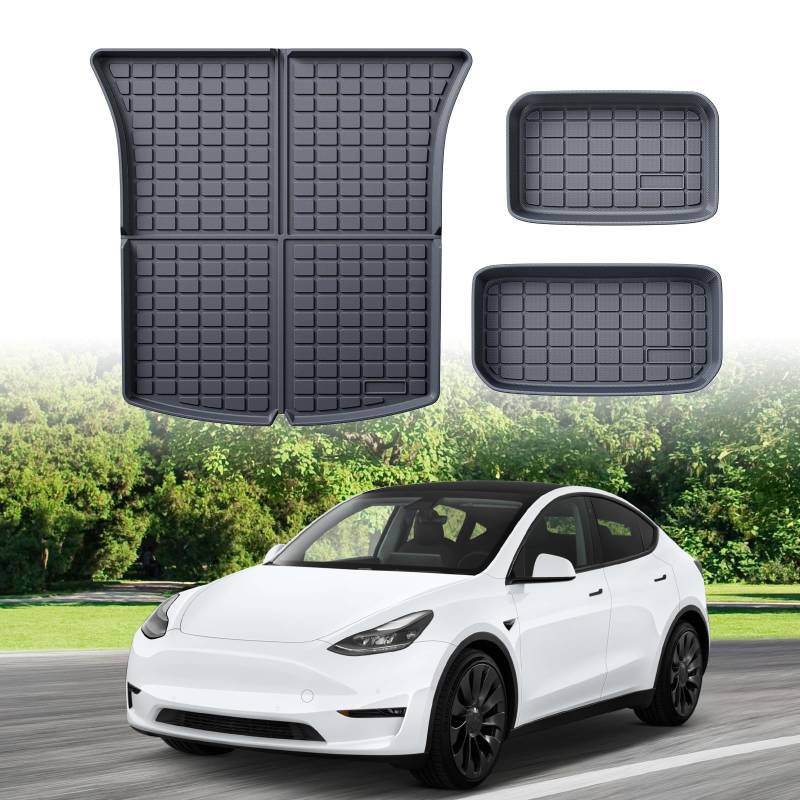 ECOZEN FÜR Tesla Model Y 2021-2024 3D kofferraumwanne,rutschfeste Schutzmatte,Allwetter TPE Kofferraummatten,Modell Y Zubehör von ECOZEN