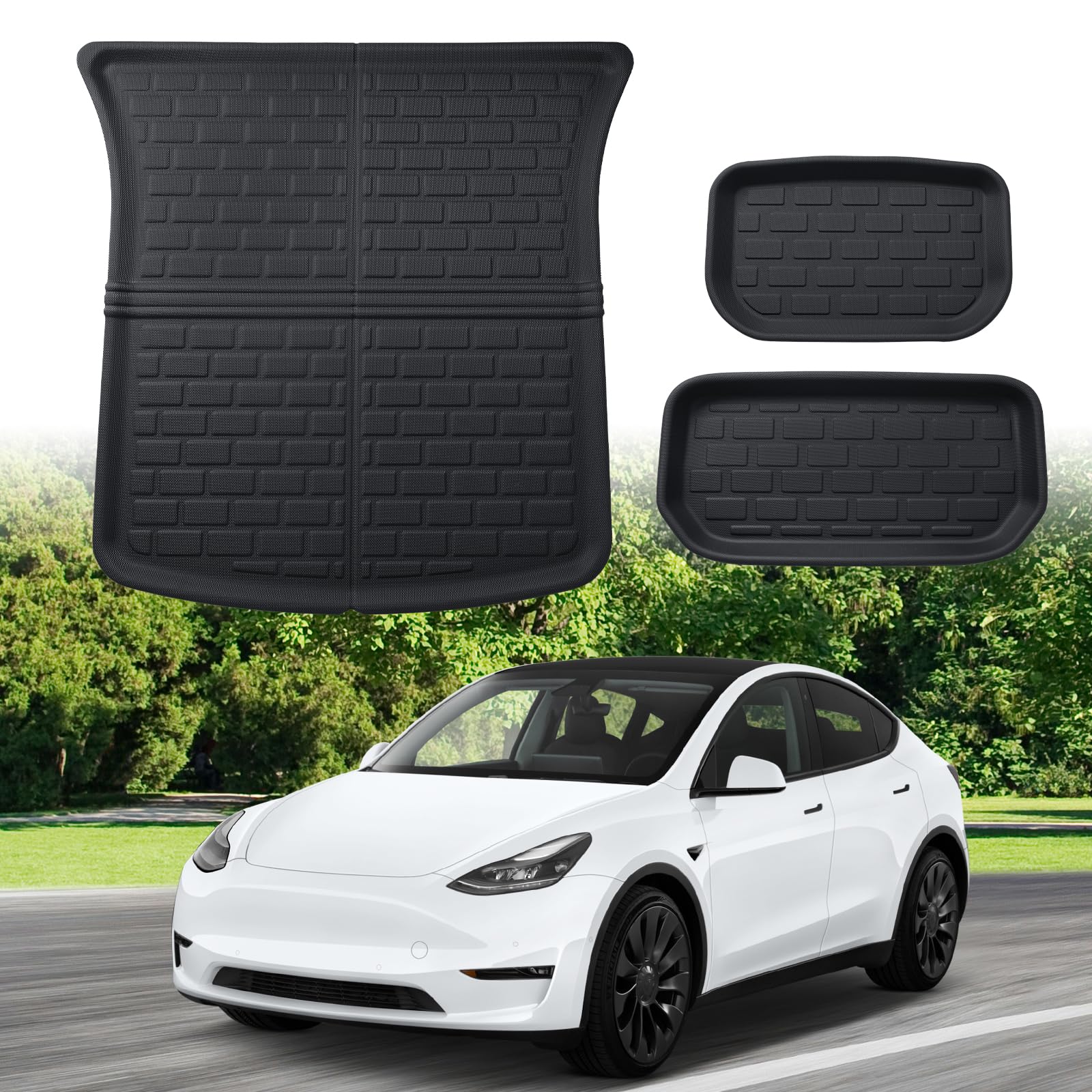ECOZEN für Tesla Model Y 2021-2024 3D Kofferraummatte, rutschfeste Schutzmatte, Allwetter-Kofferraummatte, Hohe Passform, wasserdicht und verschleißfest Model Y Zubehör 2021 2022 2023 2024 von ECOZEN