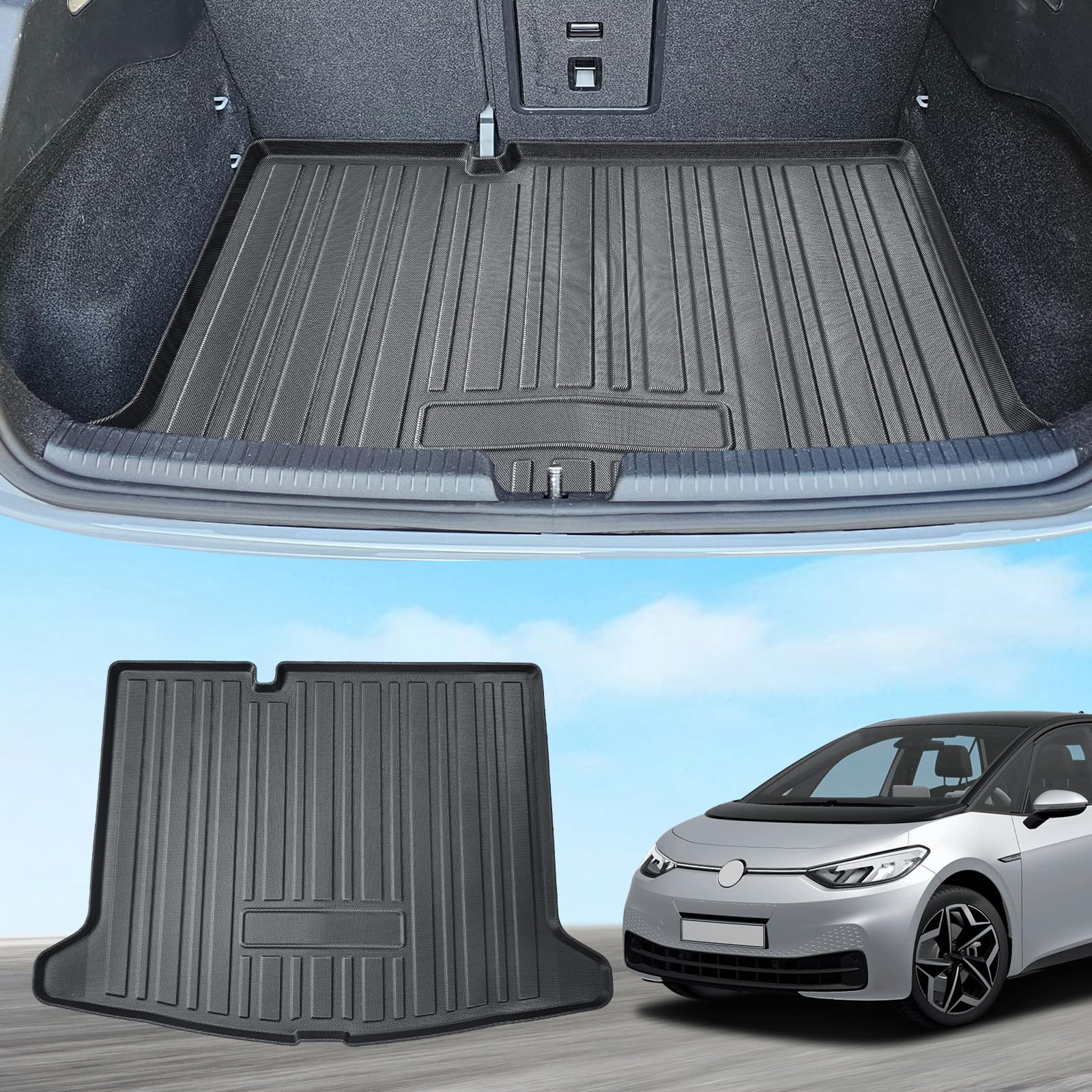 ECOZEN VW ID VW ID.3 2020-2025 kofferraumwanne,Premium kofferraummatte, Antrutsch Auto Kofferraummatten, TPE Material Für VW ID.3 1St, ID.3 1St Plus und ID.3 1St Max 2020-2025 von ECOZEN