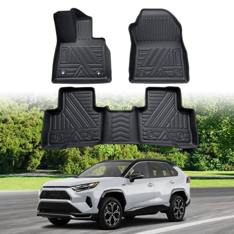 ECOZEN for Toyota RAV4 2019-2025 Fußmatten,Hybrid Leistung Fußmatten, 3D All Weather Car Mat Set, Antirutsch Fußmatten, TPE Umweltfreundliche, Hohe Passform, Toyota RAV4 Zubehör von ECOZEN