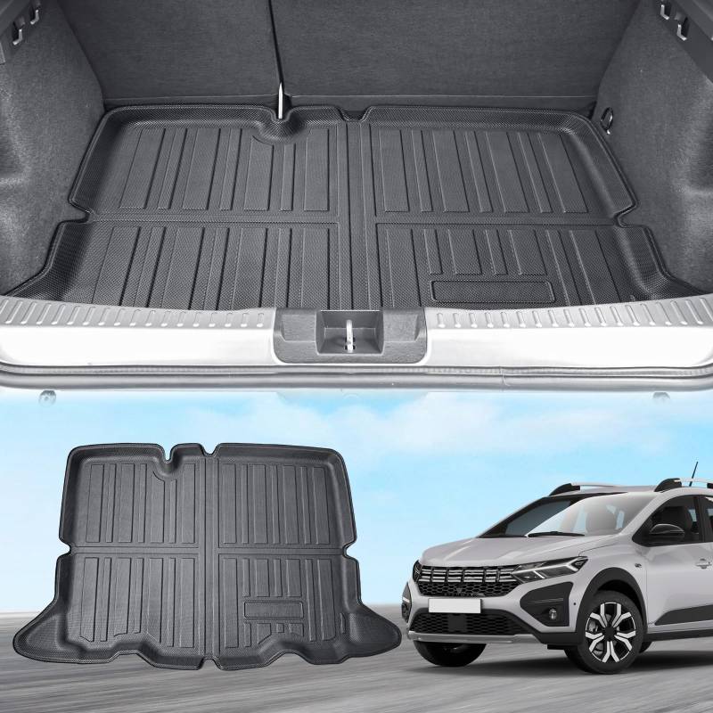 ECOZEN für Dacia Sandero 3/Stepway 3 2021-2025 Untere Kofferraummatte, Antirutschmatte, TPE Material Kofferraumwanne，Hohe Passform, wasserdicht, verschleißfest Dacia Zubehör 2021-2025 von ECOZEN