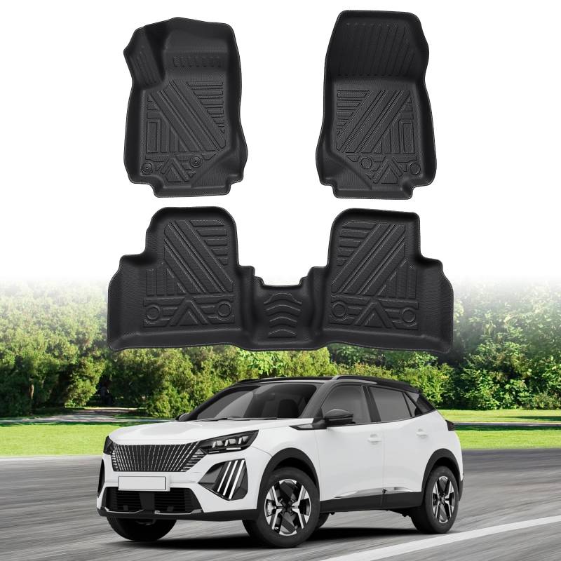 ECOZEN für Peugeot 2008 2019-2025 Fußmatten Antirutsch Gummimatte Faltbare Fußmatte TPE-Material 3D Peugeot 2008 2019-2025 Zubehör ，Kraftstoffversion，Nicht für e-2008 von ECOZEN