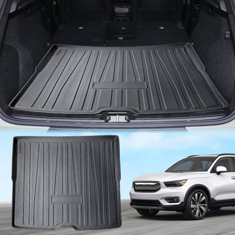 ECOZEN für Volvo XC40/ C40 Recharge 2018-2025 kofferraumwanne,Gummi Antirutsch Matte,Faltbare Kofferraummatte,TPE Material 3D Volvo Auto XC40 Zubehör 2018-2025（XC40 Normal Modell） von ECOZEN
