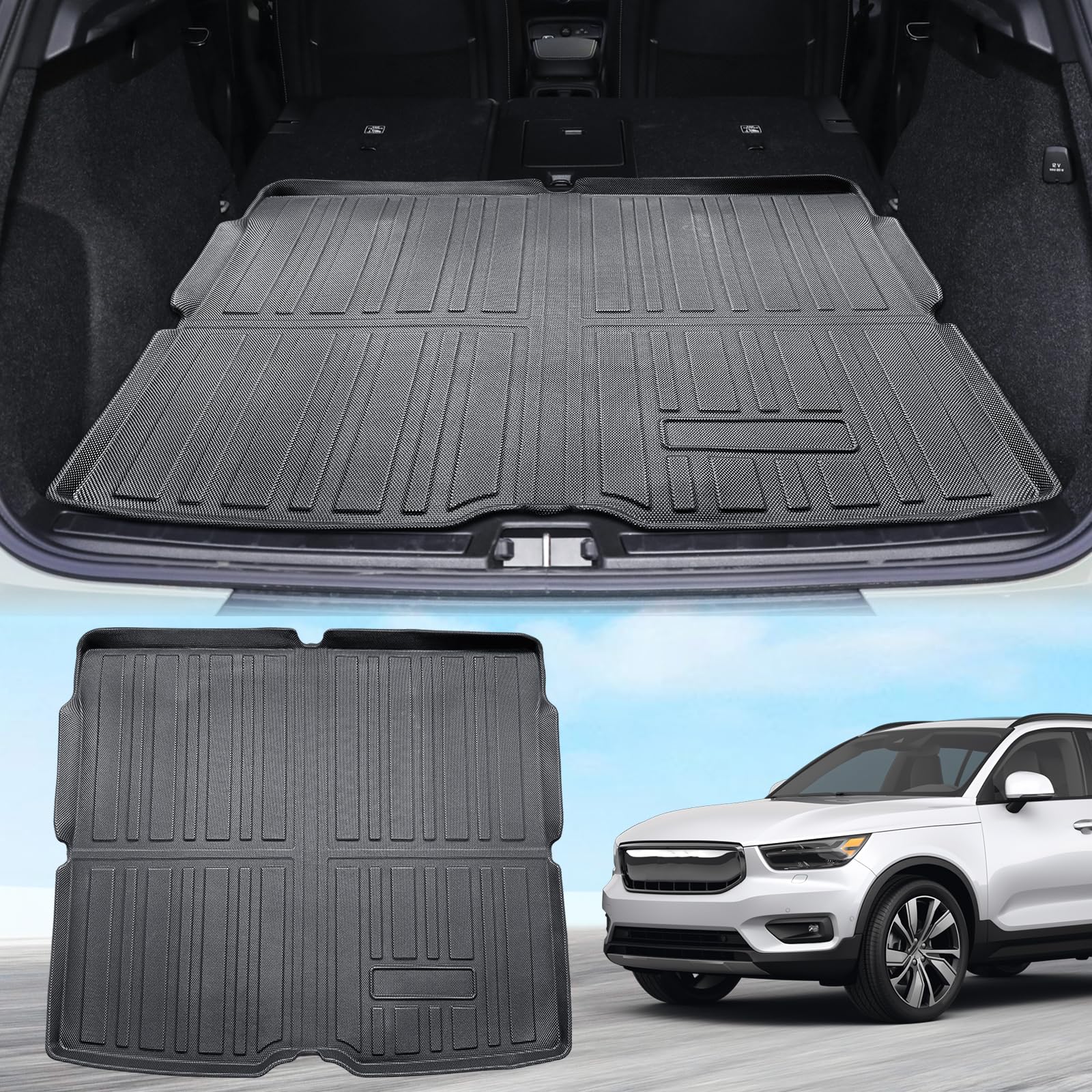 ECOZEN für Volvo XC40/C40 Recharge kofferraumwanne,rutschfeste Gummimatte,Faltbare kofferraummatt,TPE Material 3D Volvo XC40 Autozubehör 2018-2025（XC40 Faltmodell） von ECOZEN