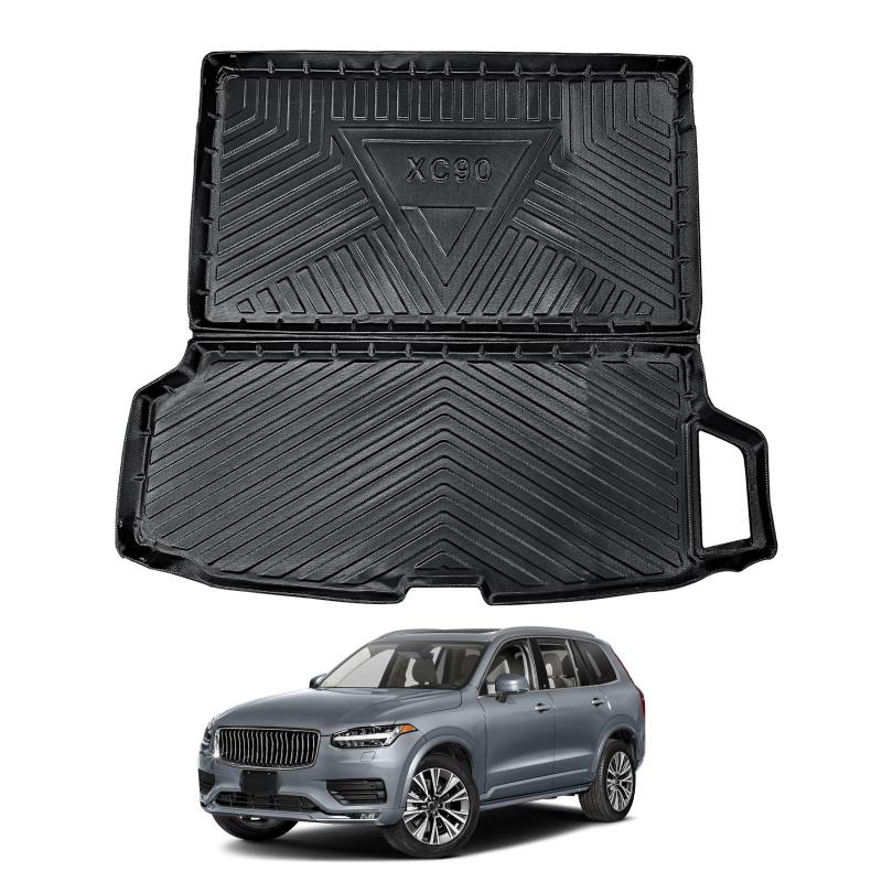ECOZEN für Volvo XC90 2015-2025 kofferraumwanne,rutschfeste Gummimatte,Faltbare kofferraummatt,TPE Material Volvo XC90 Zubehör (XC90) von ECOZEN