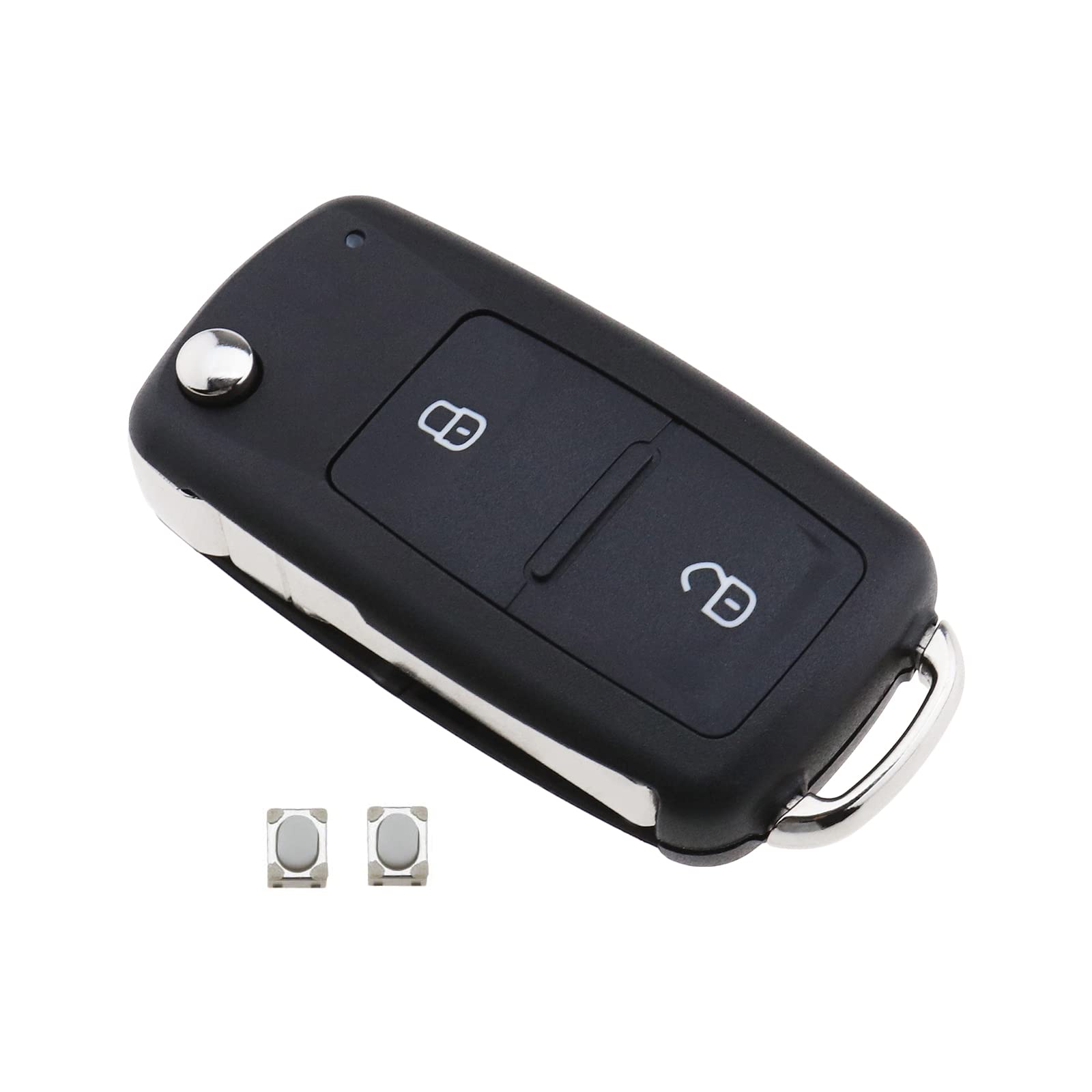 ECSiNG 2 Tasten Auto Klappschlüssel Gehäuse Ersatz Gehäuse Shell Smart Remote Fob Case Shell Kompatibel mit VW Amarok 2012-2020 Transporter 2011-2019 mit 2 Mikroschalter SWC5 von ECSiNG