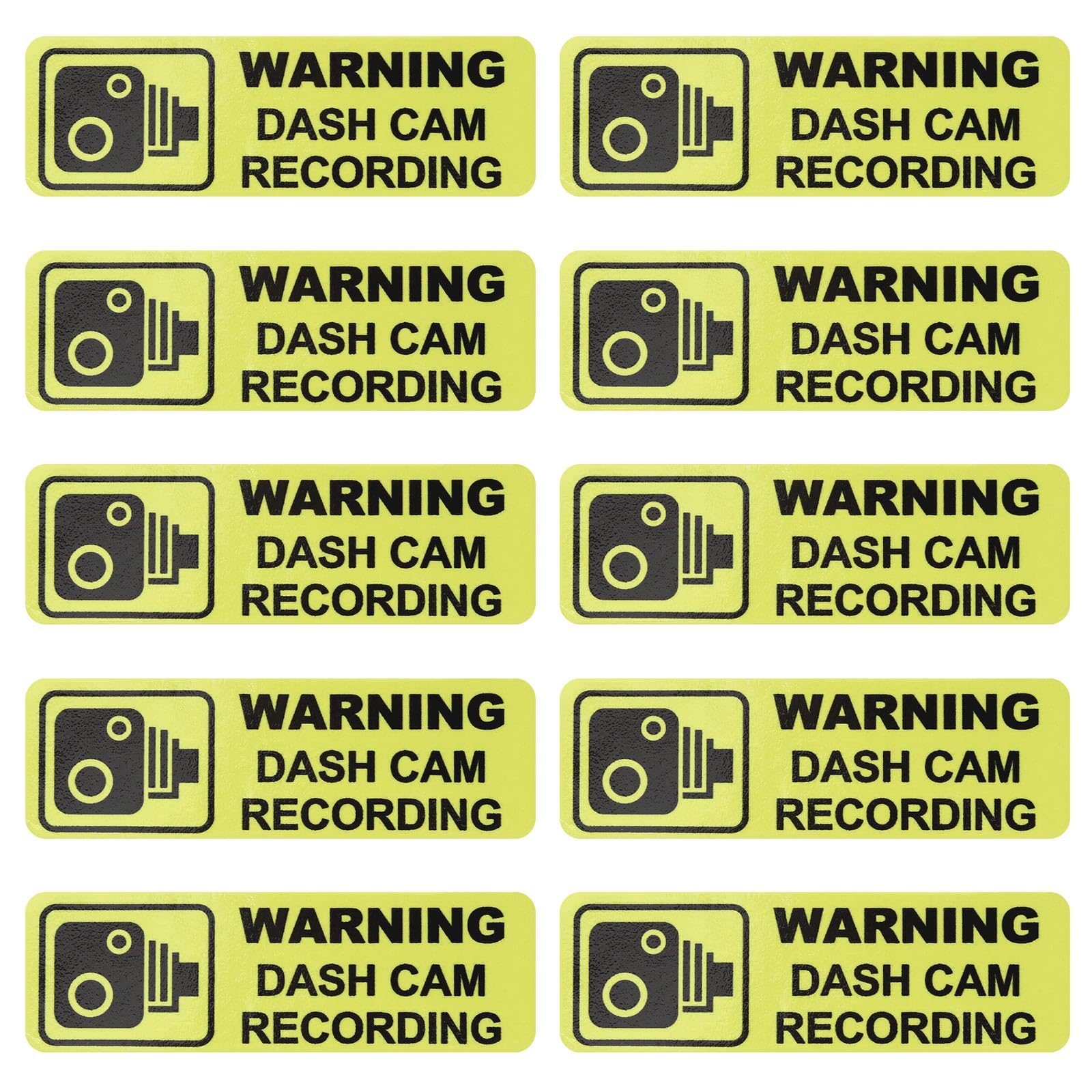 ECSiNG 10 Stück Dashcam Warnaufkleber PVC Warnaufkleber 89x28 mm Warnaufkleber für Dashcam Aufnahme Außerseite des Autos Videokamera Sticker von ECSiNG