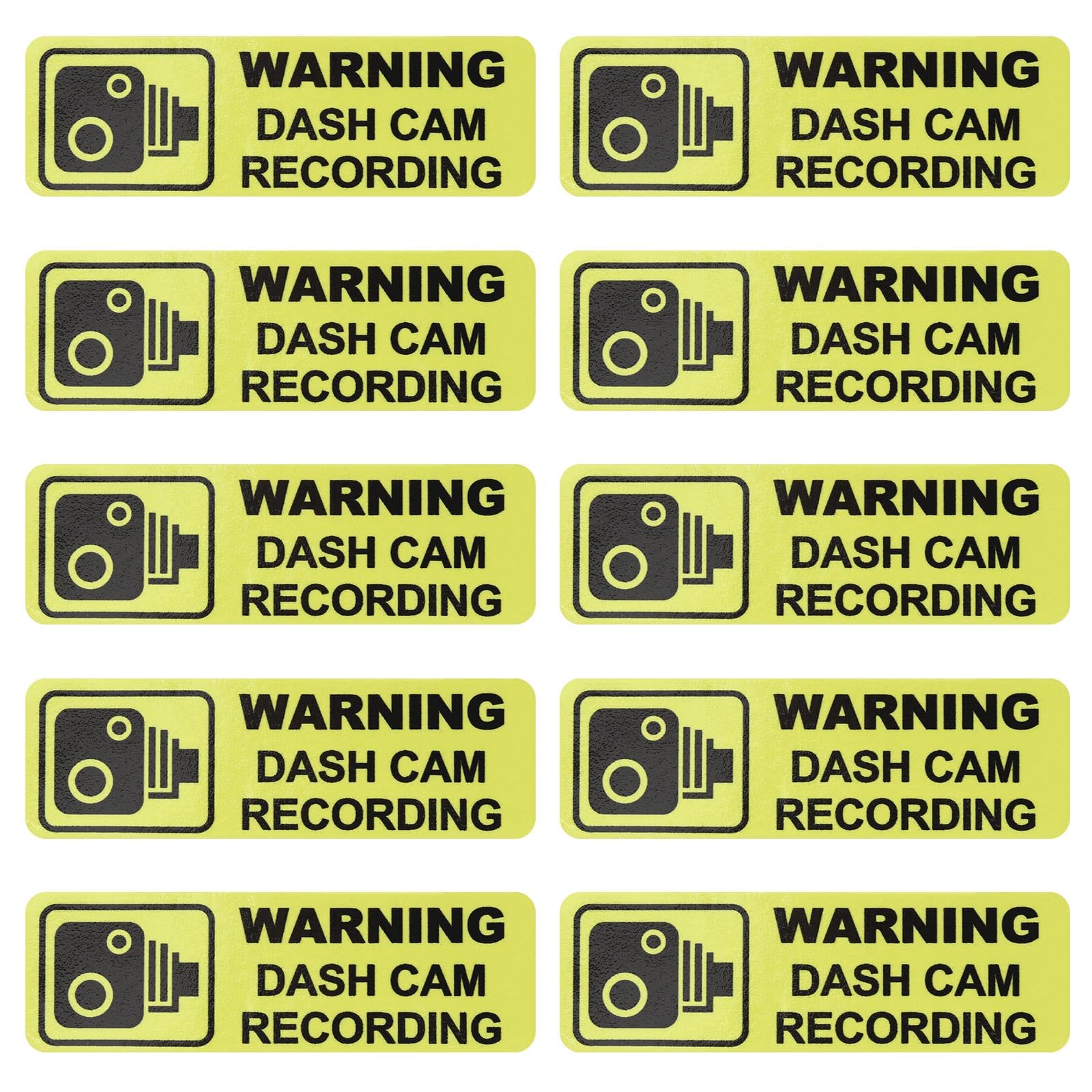 ECSiNG 10 Stück Dashcam Warnaufkleber PVC Warnaufkleber 89x28 mm Warnaufkleber für Dashcam Aufnahme Außerseite des Autos Videokamera Sticker von ECSiNG