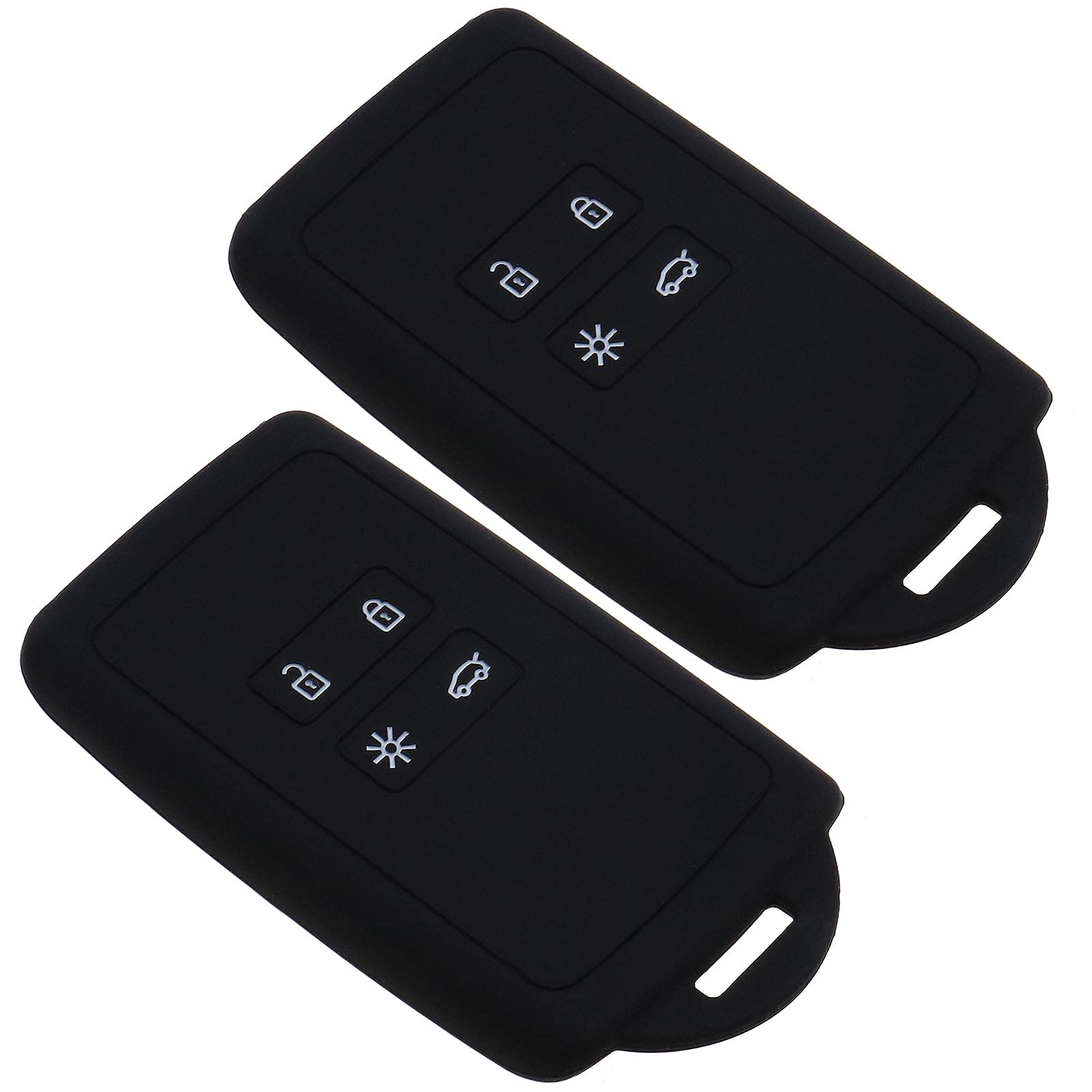 ECSiNG 2 x Auto-Fernbedienungsschlüssel, kompatibel mit Renault Megane Clio Captur, Autoschlüssel, 4 Tasten, intelligenter Schlüssel, mit integrierter Öse aus Silikon, Schwarz von ECSiNG