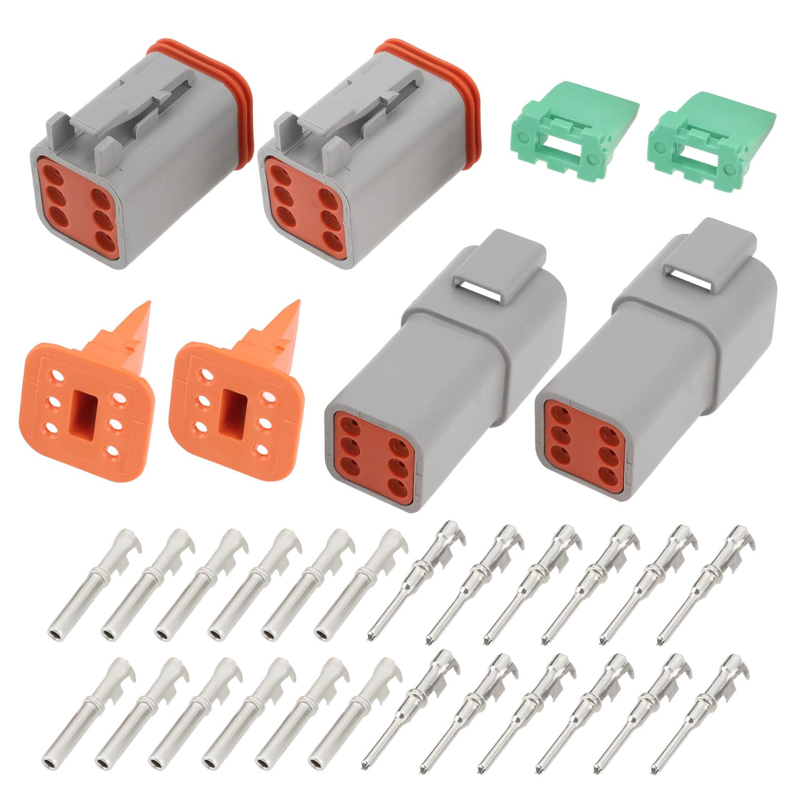 ECSiNG 2Set 6-poliger Wasserdichter Elektrischer Anschlusssatz DT04-6P DT06-6S Kompatibel mit Deutsch Kompatibel mit DT-Serie 6P Automotive Sealed Plug von ECSiNG