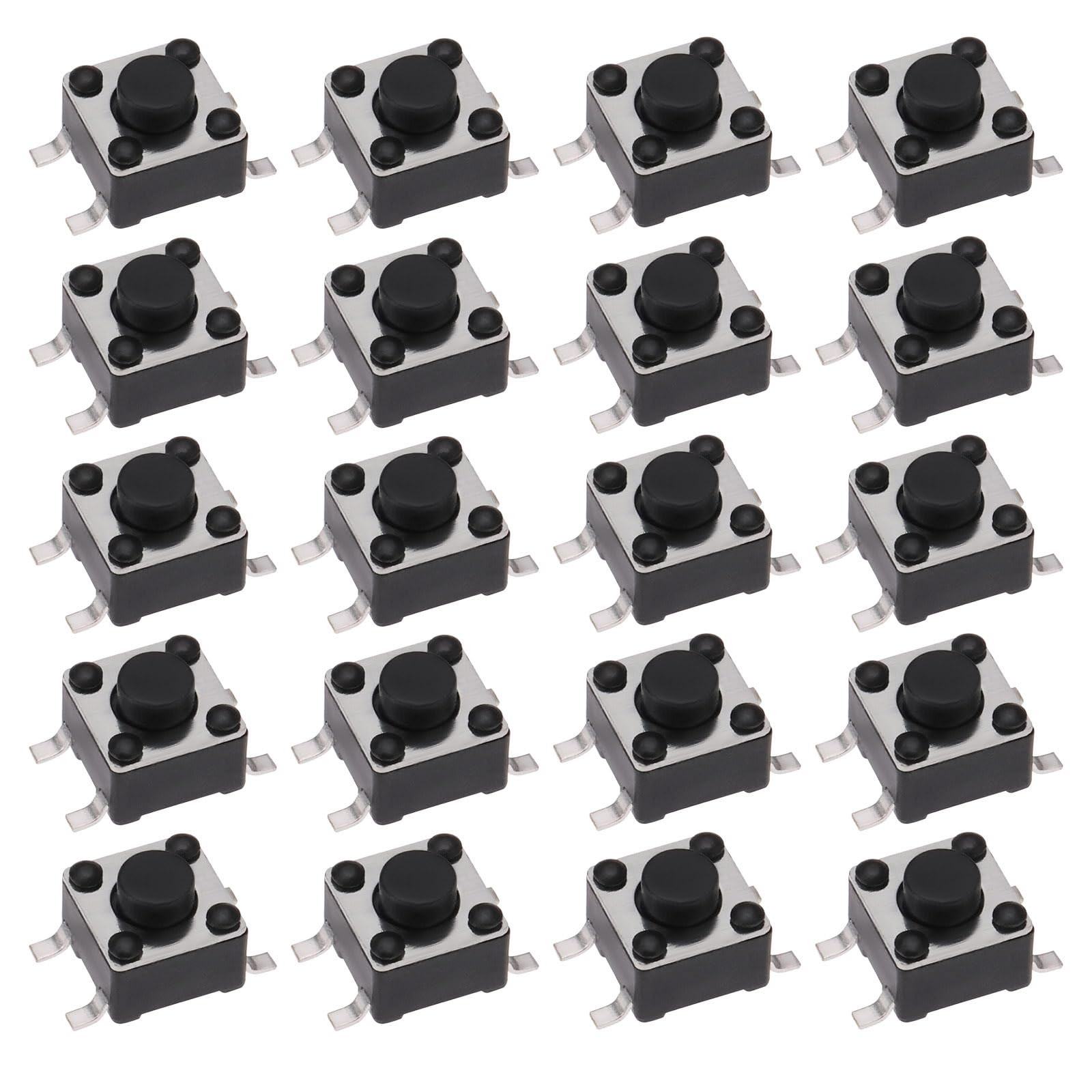ECSiNG 50 Stück 4-poliger Tastschalter Mini-Mikroschalter Knopf 12V 50mA für Digitale Produkte Fitnessgeräte Kamera Videokamera 4,5 x 4,5 x 3,8mm von ECSiNG