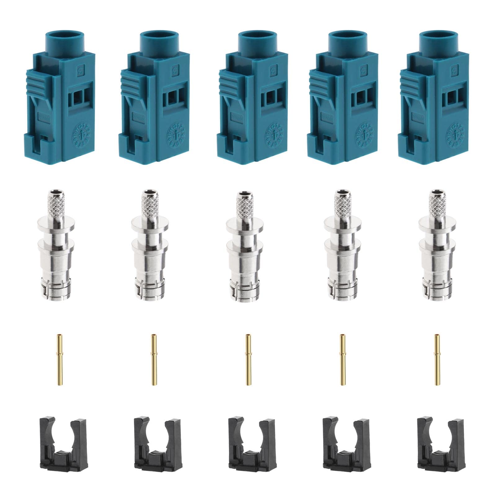 ECSiNG 5 Sets Fakra Female Antenna Connector Repair Kit for Connecting RG174/RG316 Car Cable Crimping Soldering Aerial Adapter Converter von ECSiNG