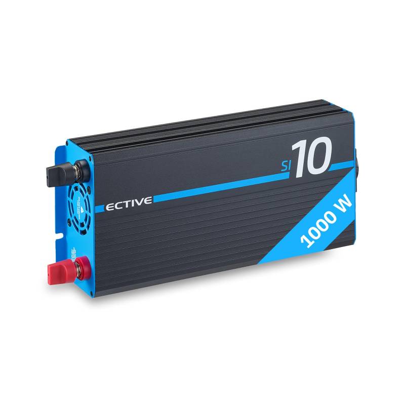 ECTIVE Reiner Sinus Wechselrichter SI10-1000W, 12V auf 230V, USB, Überlastschutz, Überhitzungsschutz, Aluminiumgehäuse - DC/AC Spannungswandler, Umwandler, Stromwandler für Haushaltsgeräten von ECTIVE