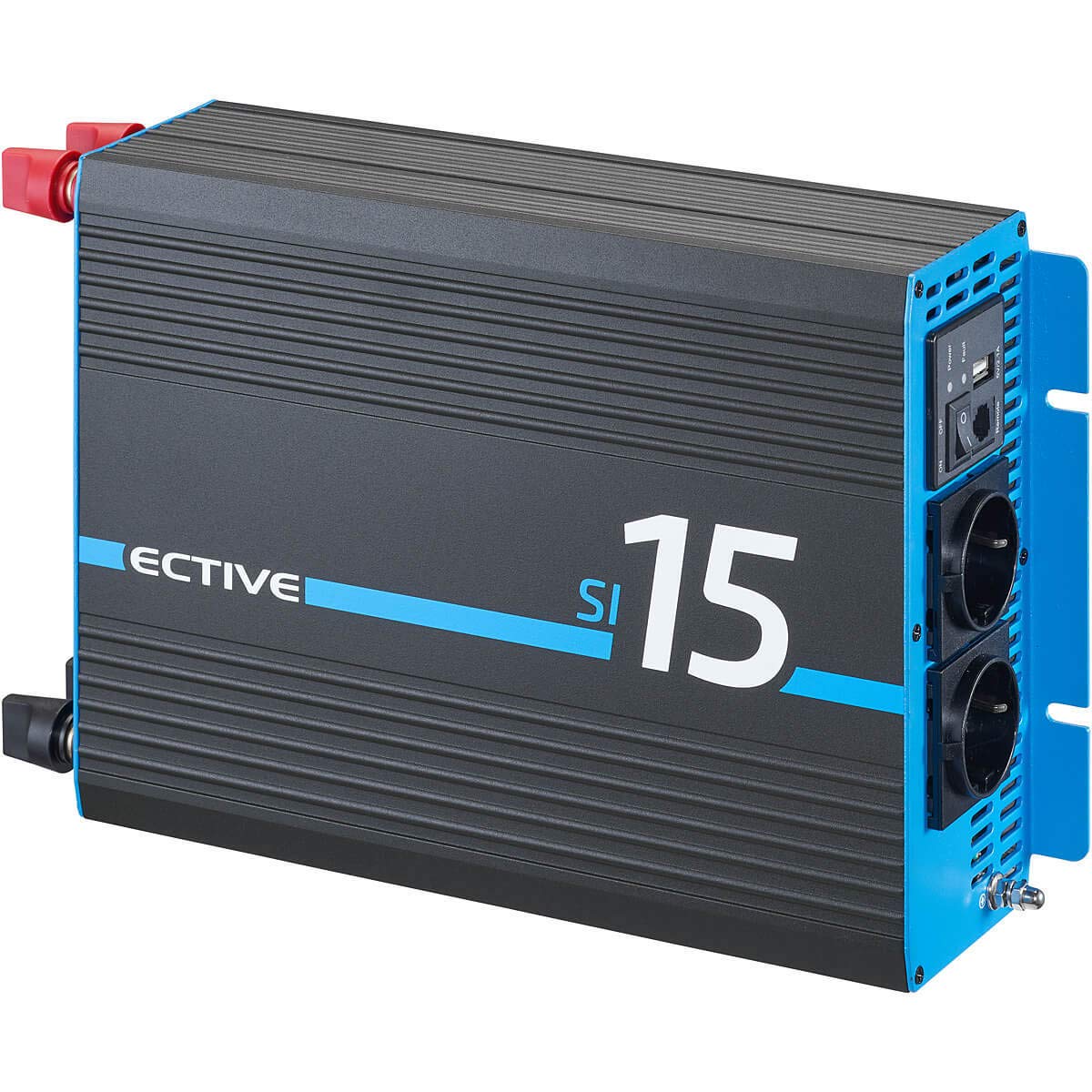 ECTIVE Reiner Sinsus Wechselrichter SI15-1500W, 12V auf 230V, USB, Überlastschutz, Überhitzungsschutz, Aluminiumgehäuse - DC/AC Spannungswandler, Umwandler, Stromwandler für Haushaltsgeräten von ECTIVE