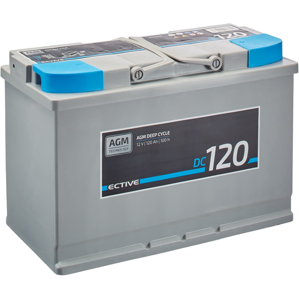 ECTIVE DC120 AGM Deep Cycle Versorgungsbatterie - 12V, 120Ah, zyklenfest, wartungsfrei, 30% Startleistung - Starterbatterie, Start-Stop & Hybrid Blei-Säure Batterie, Bootsbatterie, VRLA Akku von ECTIVE