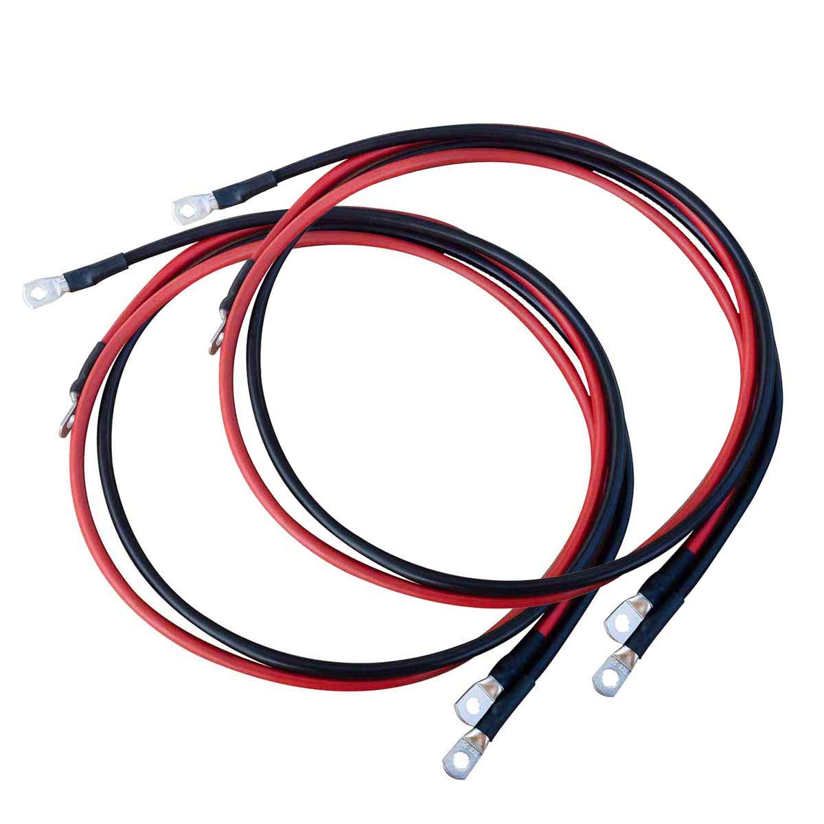 ECTIVE Wechselrichter-Kabel – M8/M8, 1m, rot/schwarz, Kupfer, 25 mm² - Batteriekabel, Kabel-Satz, Kabel für Wechselrichter 3000W mit Ringösen für 12V Batterie, Versorgungsbatterie, Autobatterie von ECTIVE