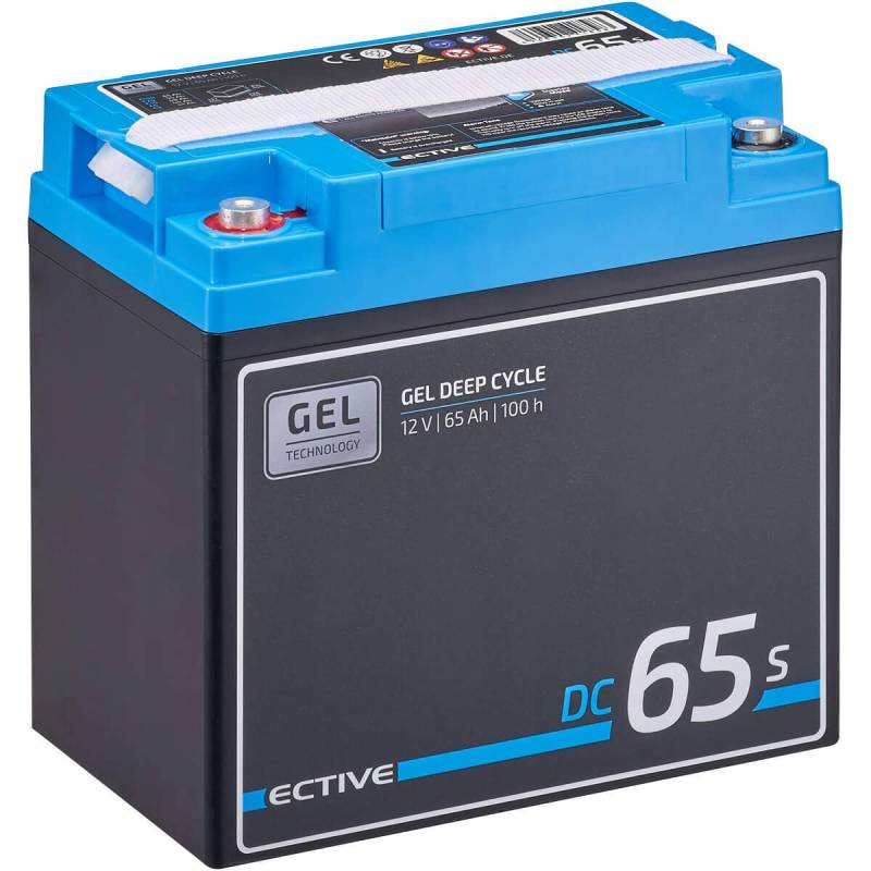 ECTIVE GEL Batterie DC65SC - 12V, 65Ah, mit Nachfüllpacks, LCD-Display - Deep Cycle VRLA Versorgungsbatterie, Solarbatterie, Bootsbatterie, Starterbatterie, Blei Akku für Wohnwagen, Camper von ECTIVE