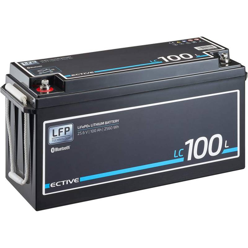 ECTIVE LiFePO4 Batterie LC100L BT - 24V, 100Ah, 2560Wh, Bluetooth inklusive App - Lithium-Eisenphosphat Versorgungsbatterie, Bootsbatterie, Solarbatterie für Wohnwagen, Wohnmobil, Camper von ECTIVE