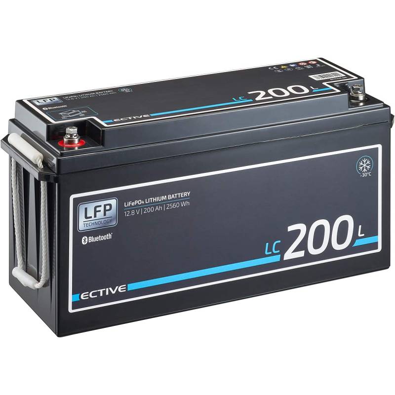 ECTIVE LiFePO4 Batterie LC200L LT - 12V, 200Ah, 2560Wh, Bluetooth, App, Low Temperature - Lithium-Eisenphosphat Versorgungsbatterie, Bootsbatterie, Solarbatterie für Wohnwagen, Wohnmobil, Camper von ECTIVE