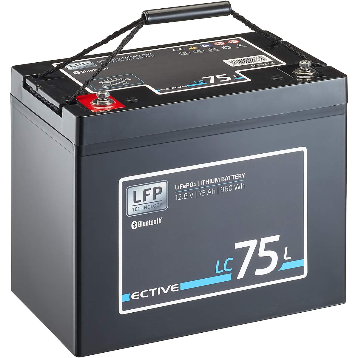 ECTIVE LiFePO4 Batterie LC75L BT - 12V, 75Ah, 960Wh, Bluetooth inklusive App - Lithium-Eisenphosphat Versorgungsbatterie, Bootsbatterie, Solarbatterie für Wohnwagen, Wohnmobil, Camper ECTIVE LiFePO4 Batterie LC75L BT - 12V, 75Ah, 960Wh, Bluetooth inklusive App - Lithium-Eisenphosphat Versorgungsbatterie, Bootsbatterie, Solarbatterie für Wohnwagen, Wohnmobil, Camper von ECTIVE