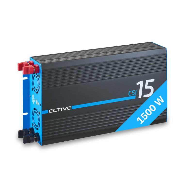 ECTIVE - Wechselrichter 12V auf 230V CSI 15-1500W Reine Sinuswelle - Offgrid-Spannungswandler DC/AC Strom mit USB, Überlast- & Überhitzungsschutz, NSV & USV Funktion und Batterieladefunktion bis 15A von ECTIVE