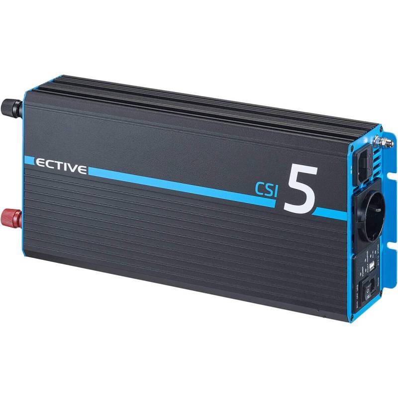 ECTIVE Reiner Sinsus Wechselrichter CSI 5-500W, 12V auf 230V, USB, USV Funktion, Überhitzungsschutz, Netzvorrangschaltung - DC/AC Spannungswandler, Umwandler, Stromwandler für Haushaltsgeräten von ECTIVE