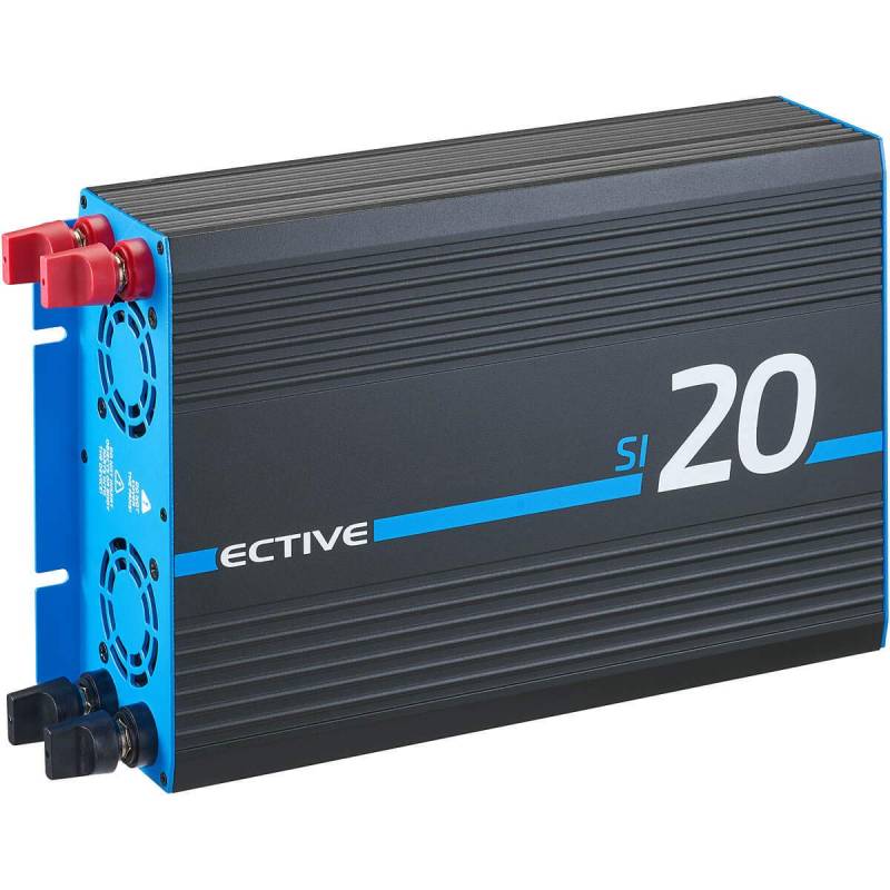 ECTIVE Reiner Sinsus Wechselrichter SI20-2000W, 12V auf 230V, USB, Überlastschutz, Überhitzungsschutz, Aluminiumgehäuse - DC/AC Spannungswandler, Umwandler, Stromwandler für Haushaltsgeräten von ECTIVE