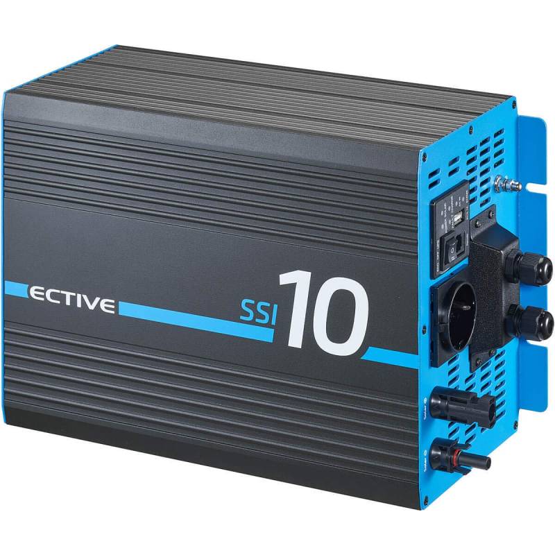 ECTIVE Reiner Sinsus Wechselrichter SSI 10-1000W, 20A, 12V auf 230V, Überlastschutz, Überhitzungsschutz, mit MPPT-Laderegler - Spannungswandler, Umwandler, Stromwandler, Batterieladegerät von ECTIVE