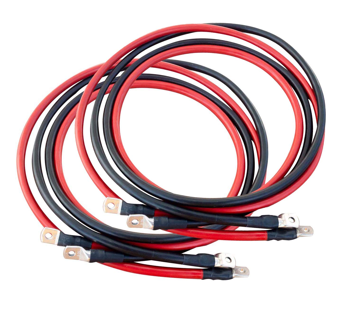 ECTIVE Wechselrichter-Kabel – M8/M8, 2m, rot/schwarz, Kupfer, 50 mm² - Batteriekabel, Kabel-Satz, Kabel für Wechselrichter 3000W mit Ringösen für 12V Batterie, Versorgungsbatterie, Autobatterie von ECTIVE