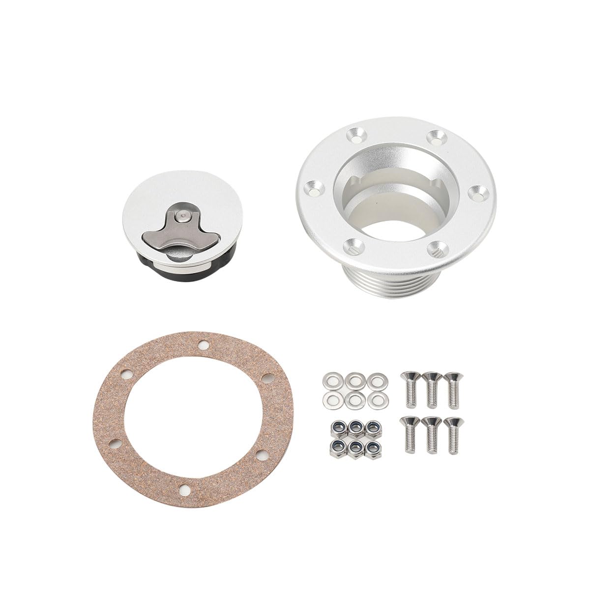 ECUTEE Tankverschluss Universal Tankdeckel Set Auto LKW Traktor Tankverschluss Aluminium Deckel Brennstoffzellentank Montagekappen, ID Größe 44mm Außendurchmesser:94mm ID-Durchmesser:58 mm mit T-Griff von ECUTEE