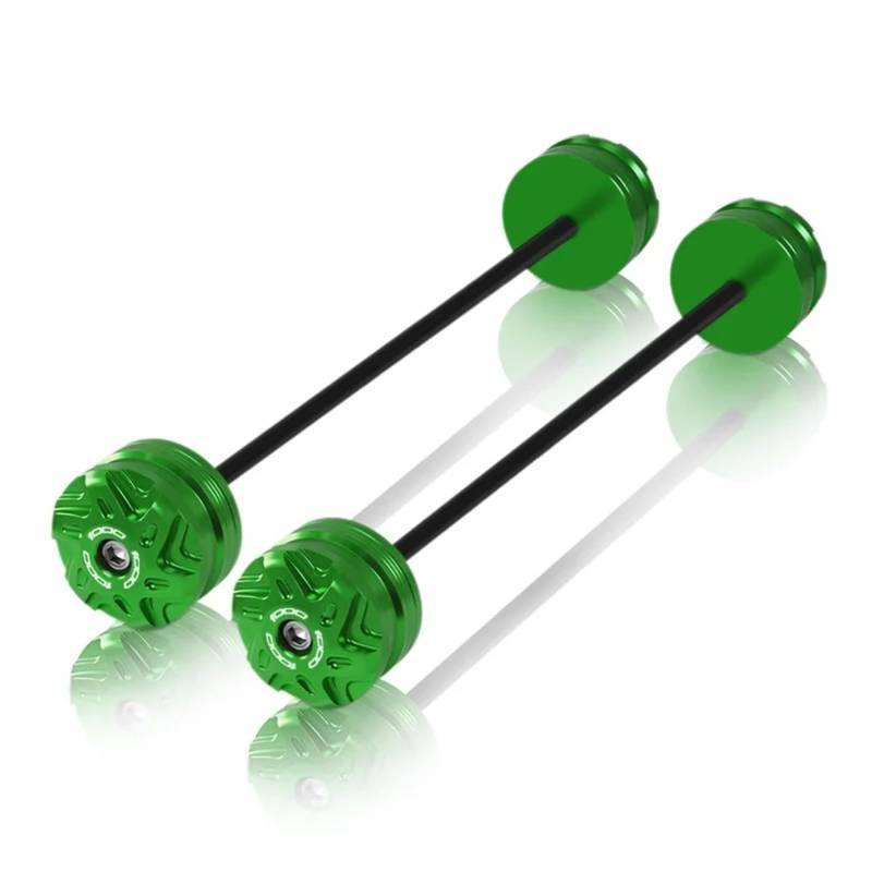 EDAUZVFR Gabelrahmenschieber Kompatibel Mit Für Z650RS 2023 2024 Motorrad Vorderrad Hinterrad Achse Gabel Sliders Crash Protector Axle Slider Crash Pads(Green) von EDAUZVFR