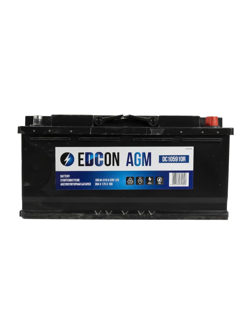 EDCON DC105910R Autobatterie 12V – 105Ah – 910A – Start-Stop Starterbatterie – Bleisäure AGM von EDCON