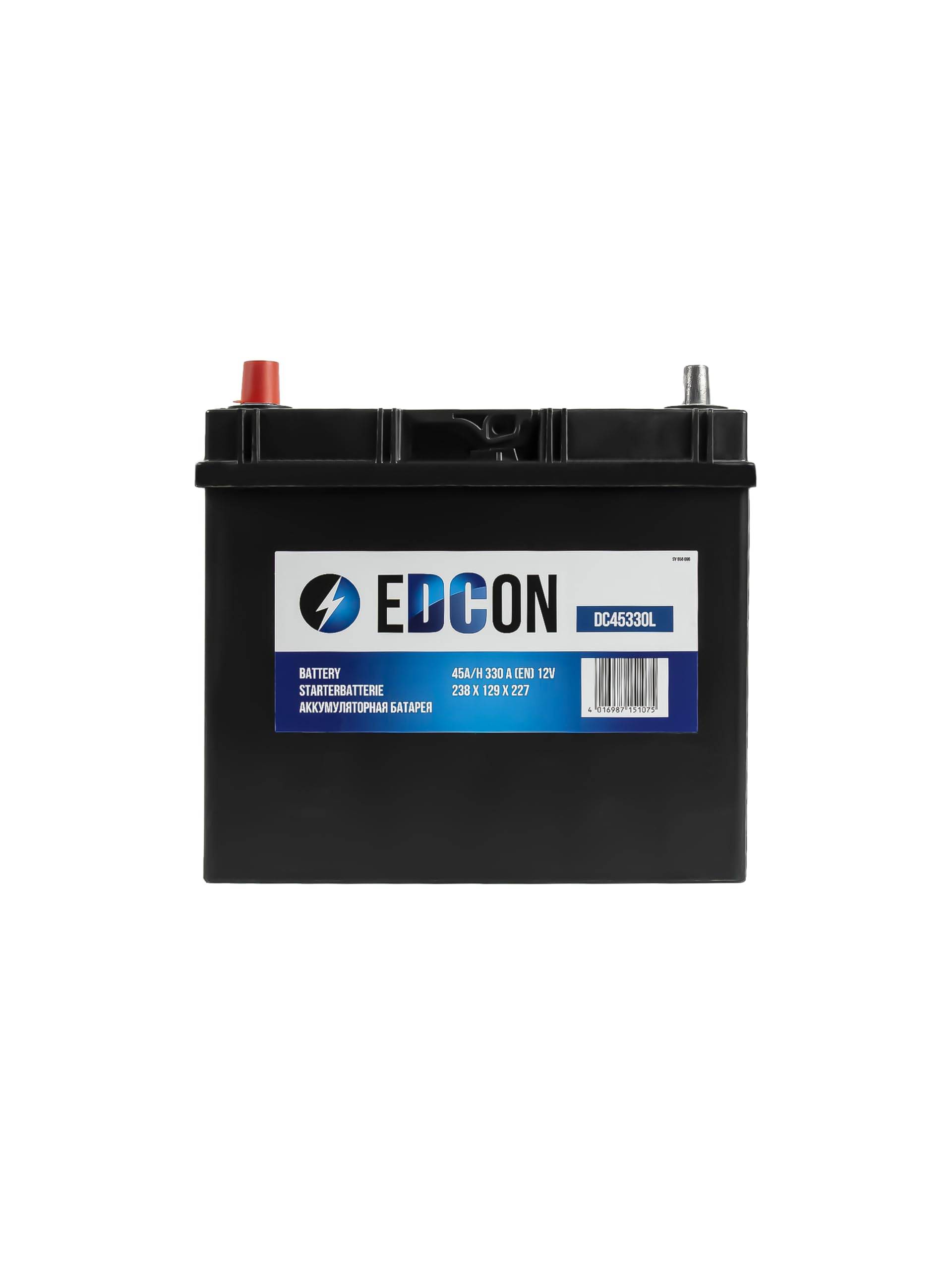 EDCON DC45330L Autobatterie 12V – 45Ah – 330A – Starterbatterie – Bleisäure Ca/Ca Technologie von EDCON